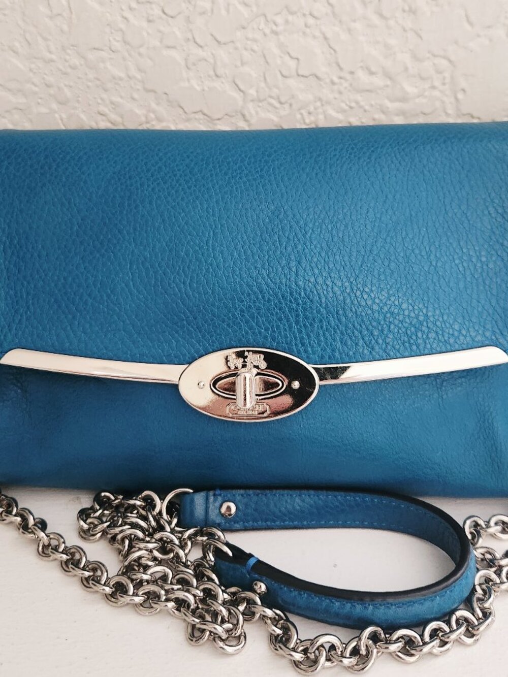 Euc Coach Madison Teal Leather Crossbody Bag